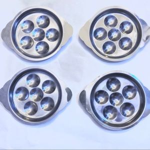 Escargot Dishes Stainless Steele Set of 4
